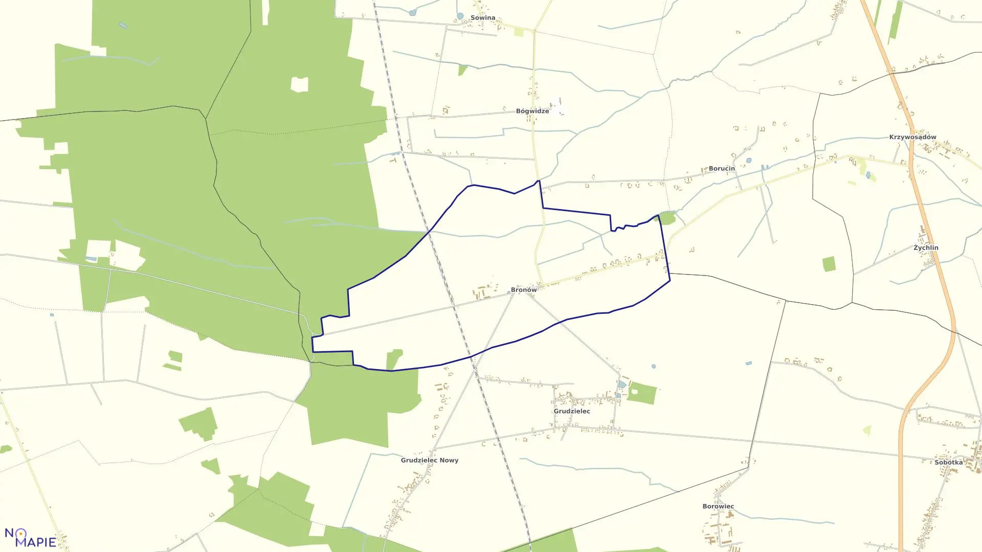 Mapa obrębu BRONÓW w gminie Pleszew